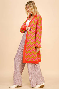 Davi & Dani - Cozy Chevron Open Cardigan