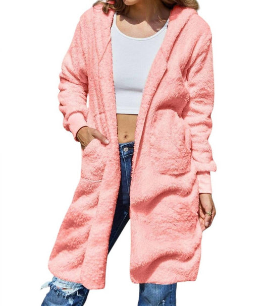 Double Take - Full Size Hooded Teddy Bear Jacket with Thumbholes