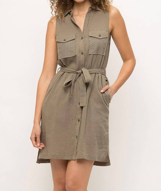 Mystree - Cassie Sleeveless Shirt Dress