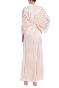 Badgley Mischka - Deep V-wrap Neckline Dolman Sleeves Column Maxi Gown Dress