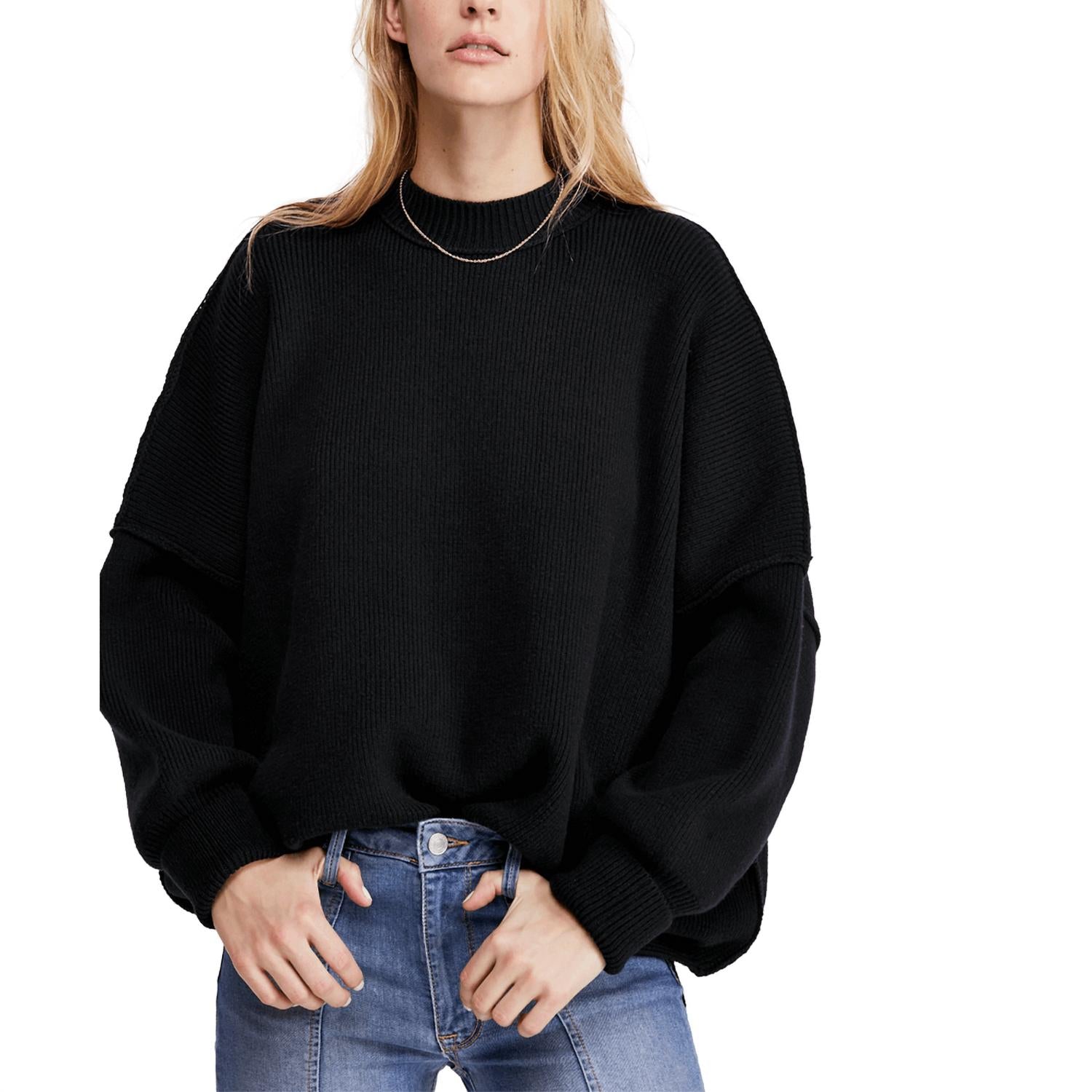 Free People Easy Street Tunic Sweater in black - women's sweater
