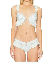 for Love & Lemons Butterfly Lace Ruffle Bralette And Panty Set in mint - women's intimate