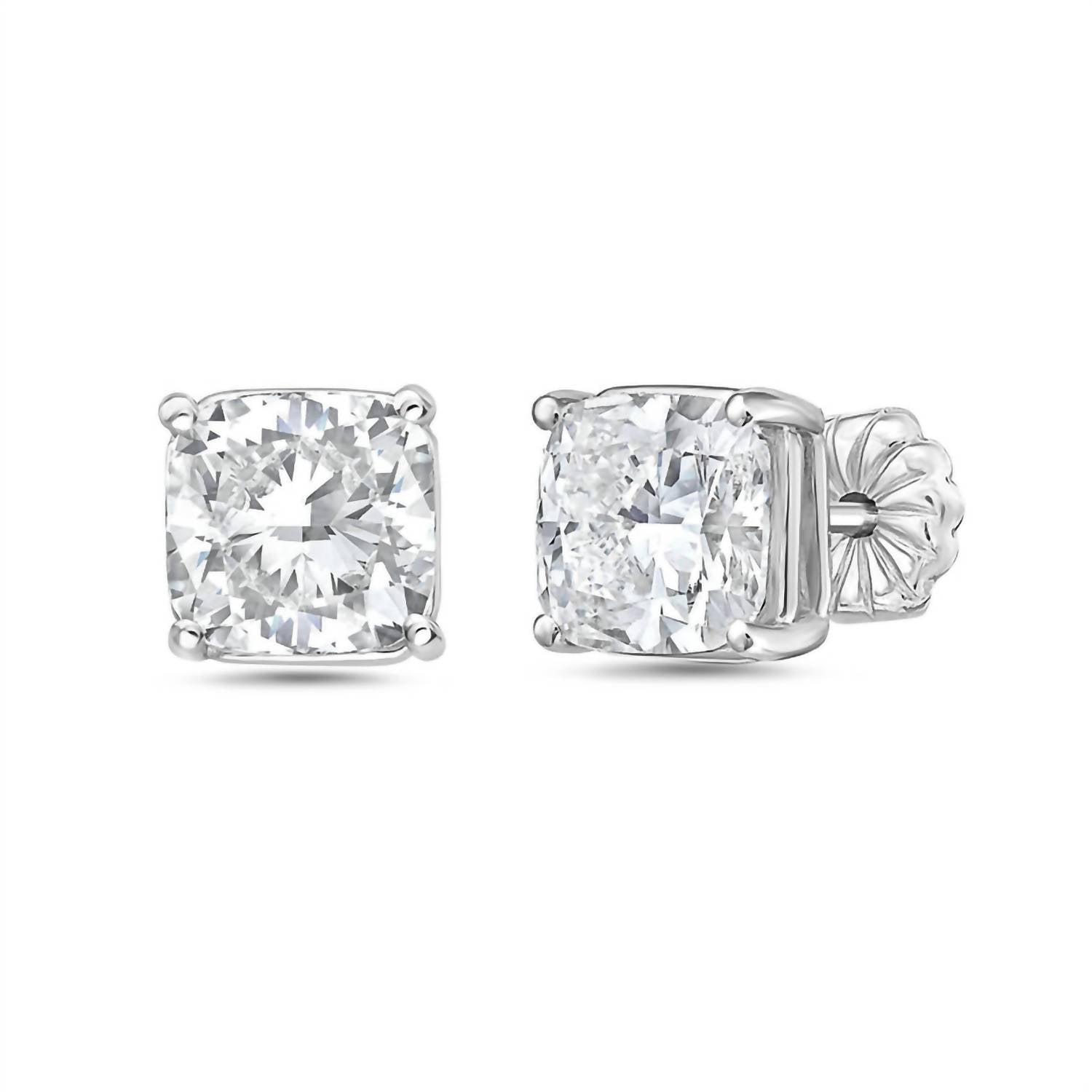 Diana M Jewels - Women's Lab Grown Diamond Cushion Cut Stud Earrings (4.00 Ct)