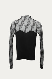 LACE COTTON-JERSEY BUSTIER TOP