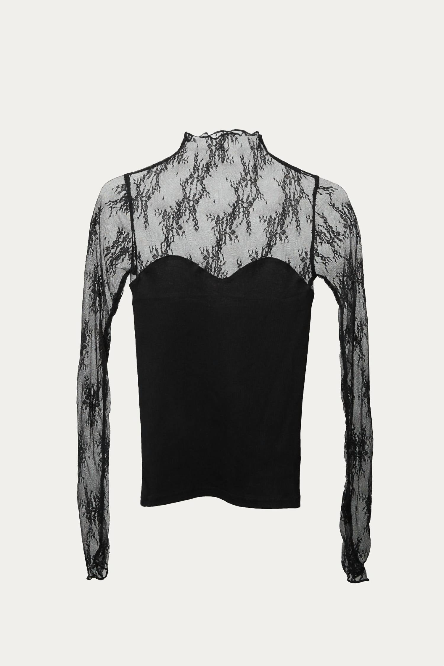 LACE COTTON-JERSEY BUSTIER TOP