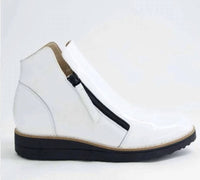 Django & Juliette Women's Ohmy Leather Sneaker in white black sole patent leather - women's sneaker