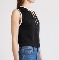 FRAME Keyhole Tie Tank Top in black - women's tank top - alternate view