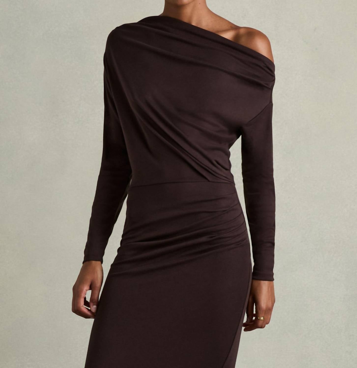 Reiss - Fleur Off-Shoulder Ruched Jersey Dress