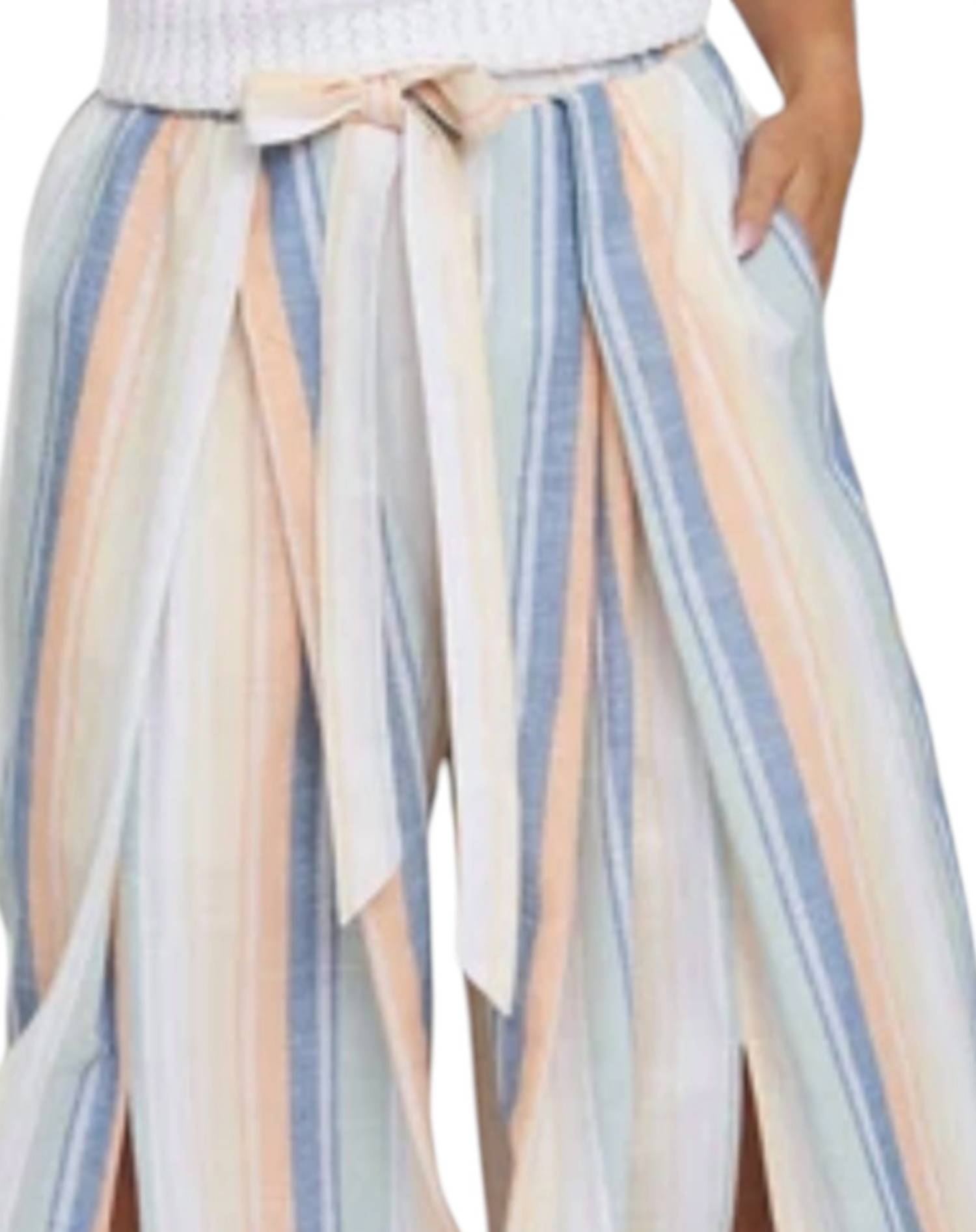 Elsie & Zoey - Wrap-front Split-leg Pants