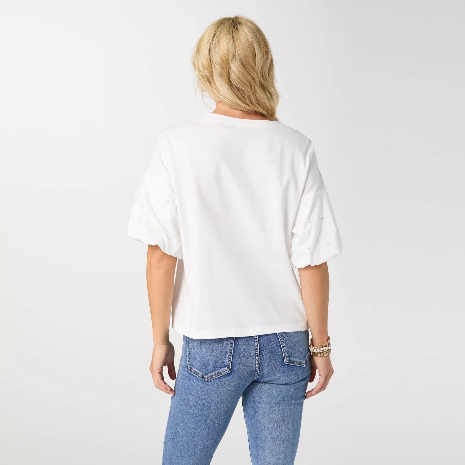 Coco + Carmen - Camille Top With Pearl Puff Sleeve