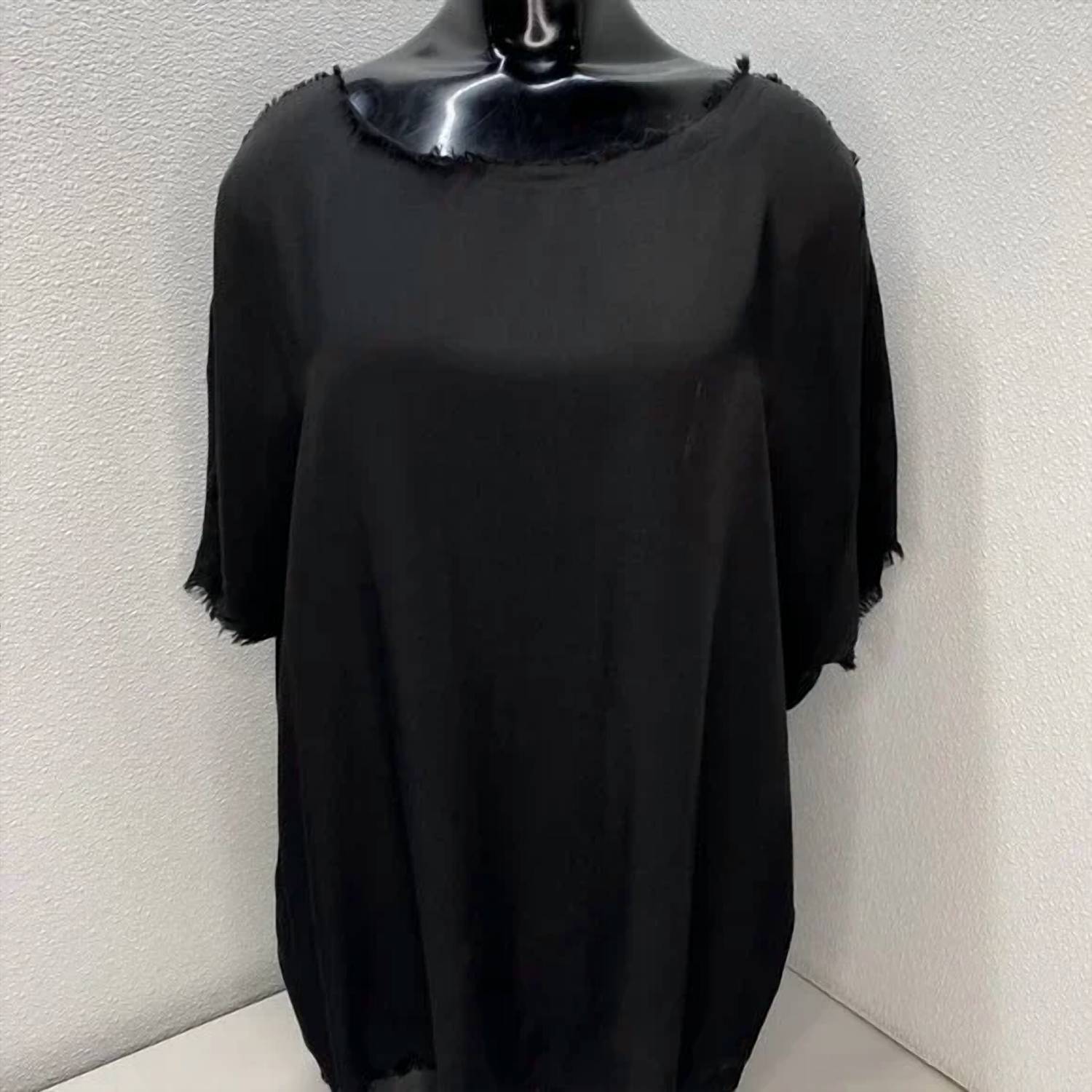 Sanctamuerte - Women's Girocollo Frayed-trim Short Sleeve T-shirt