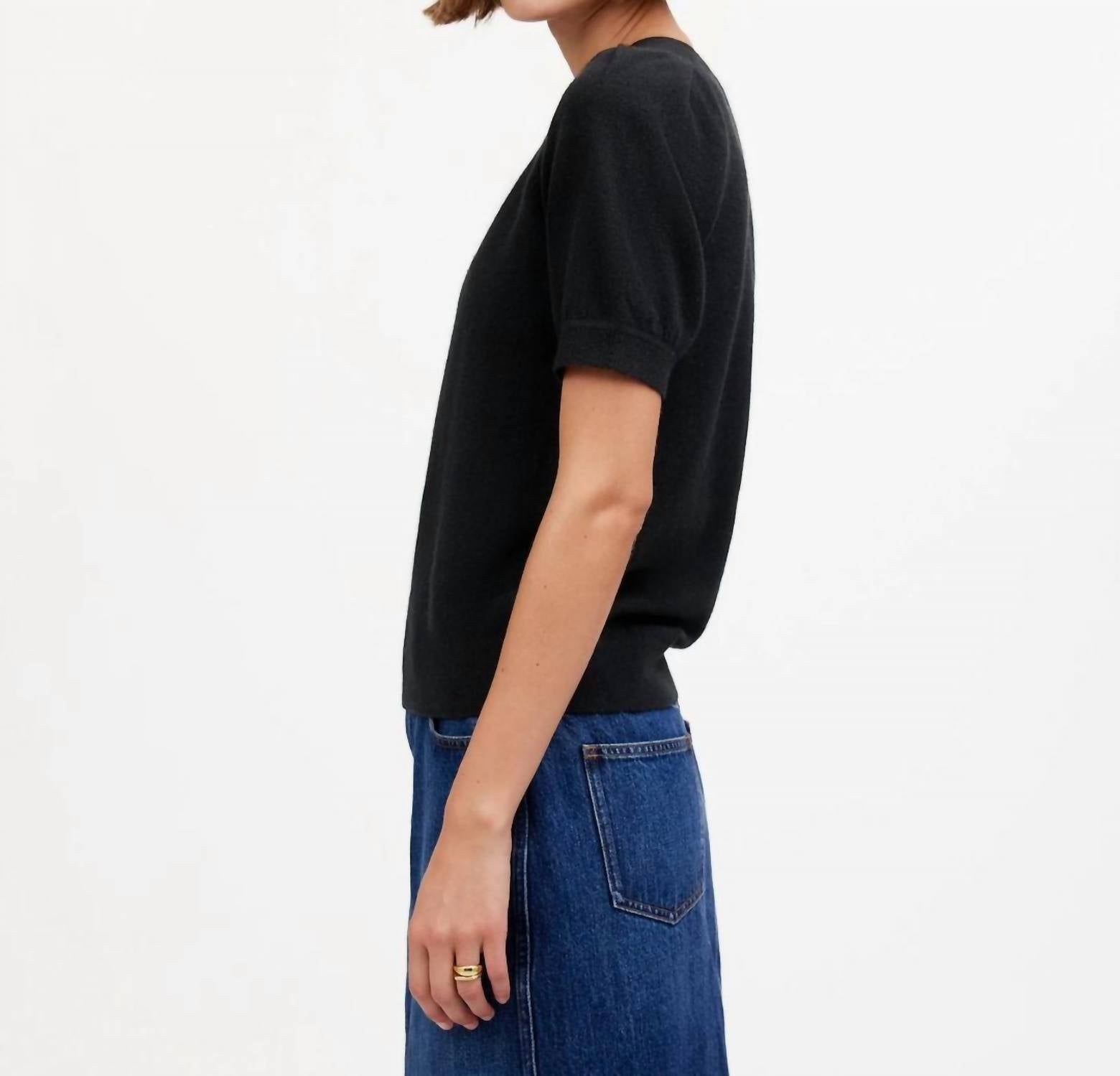Madewell - Cashmere V-neck Puff-sleeve Sweater Tee