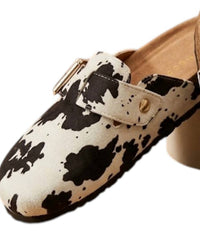 Bamboo Women's Print Slides in brown white - women's shoe - detail view