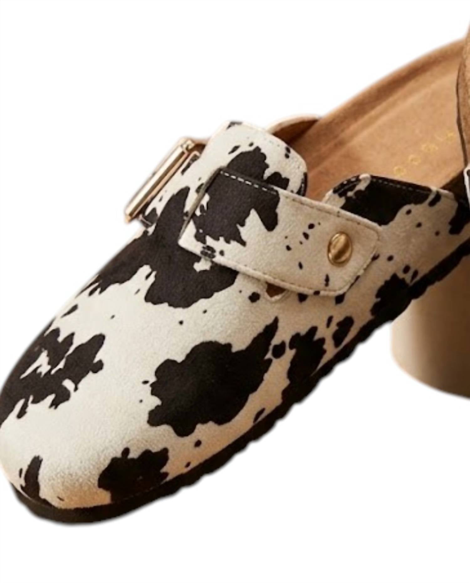 Bamboo Women's Print Slides in brown white - women's shoe - detail view