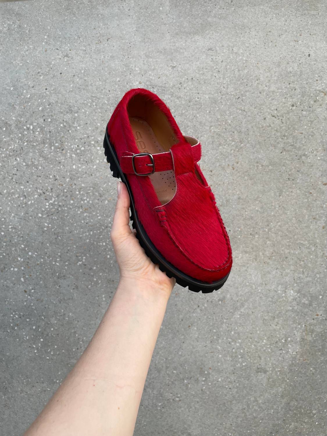 Sesa Footwear - Women's Providence Hairy Calfskin T-strap Loafer