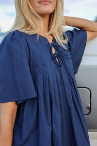 &Merci - Georgia Pleated Cotton Mini Dress With Flared Sleeves