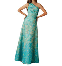 Teri Jon - Metallic Jacquard Floral One Shoulder Gown