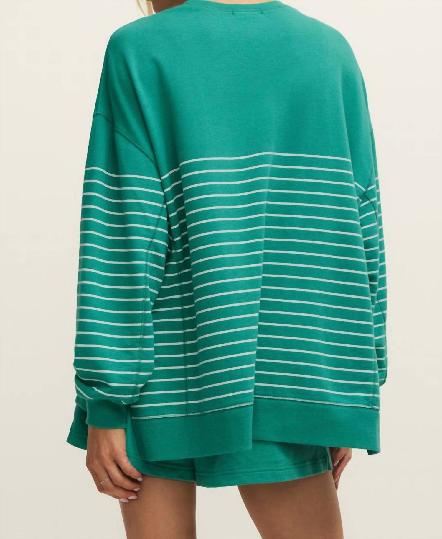 Z Supply Modern Weekender Stripe Sweatshirt in la palma - women's top - detail view