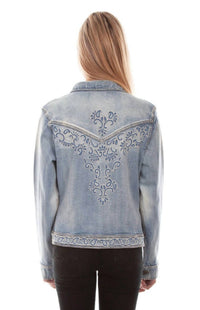 Scully Denim Beaded Jacket in blue - women's jacket - detail view