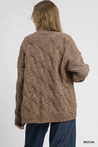 Umgee - Chunky Cable Knit Open Front Cardigan