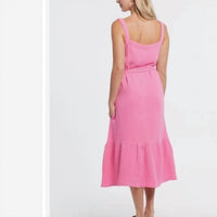 Tribal - Tie Waist Tiered Midi Dress