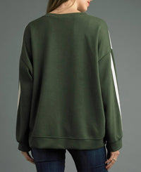 TEMPO PARIS Animal Print Sweatshirt in olive - women's top - detail view