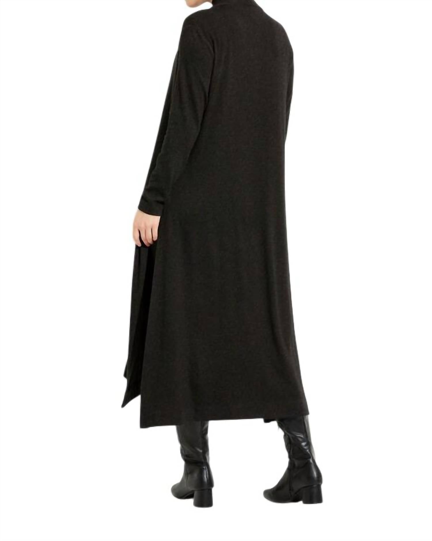 Joseph Ribkoff Relaxed Fit Open-front Cardigan in charcoal grey - women's cardigan - detail view