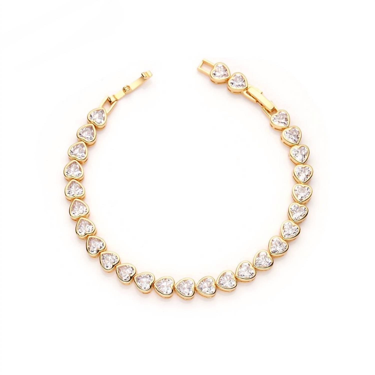Sahira Jewelry Design - Women's Bezel Heart Tennis Bracelet