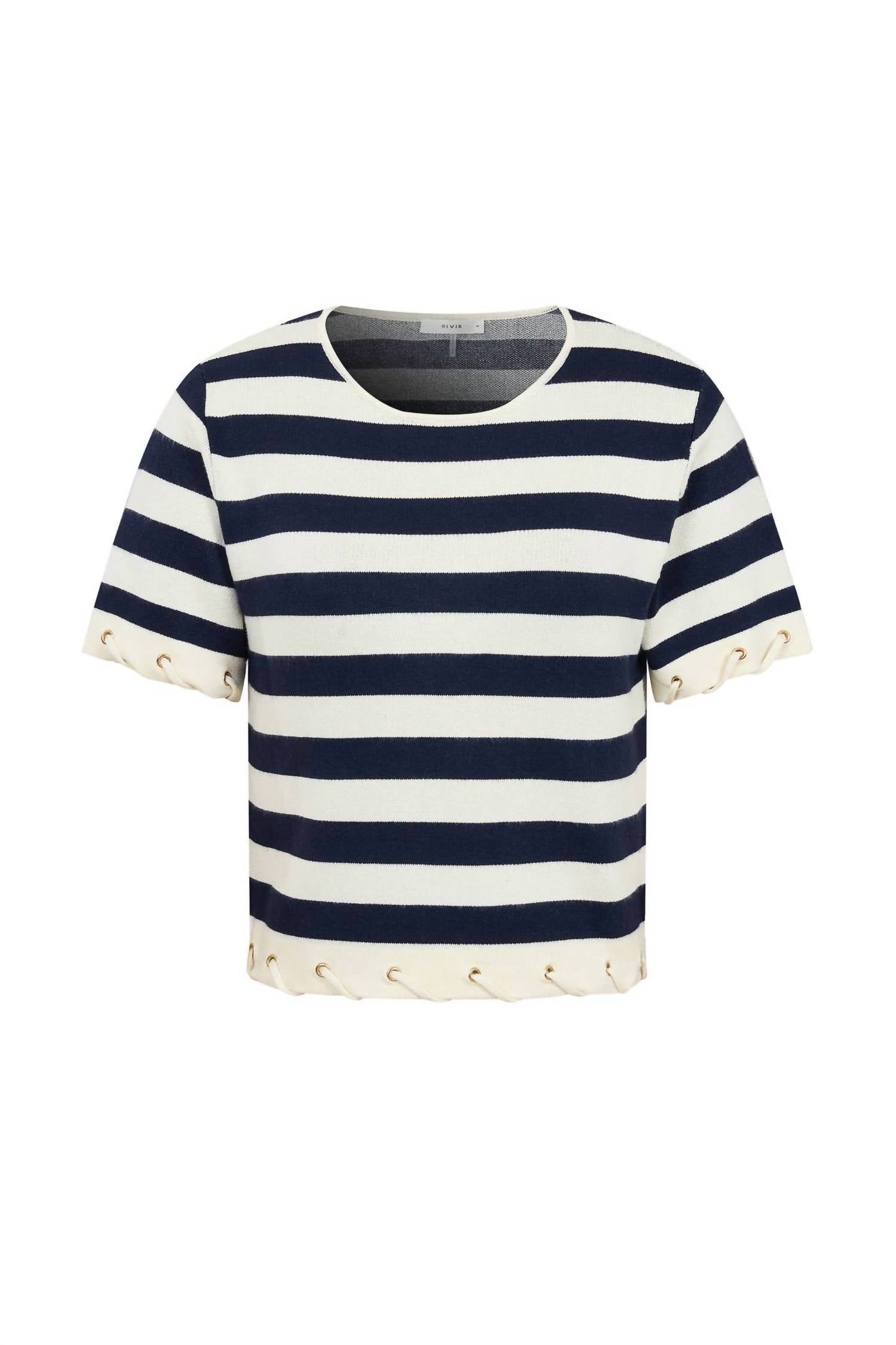 Rivir - Harbor Knit Stripe Rope Embellished Top