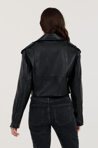 Vintage Havana - Women's Leather Moto Jacket