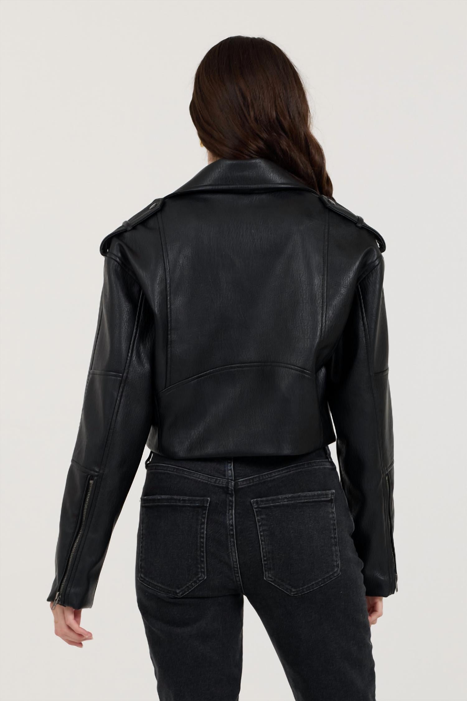 Vintage Havana - Women's Leather Moto Jacket