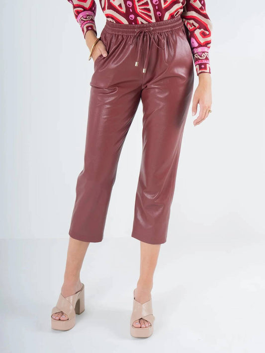 Emily Mccarthy - Joy Faux Leather Jogger Pants