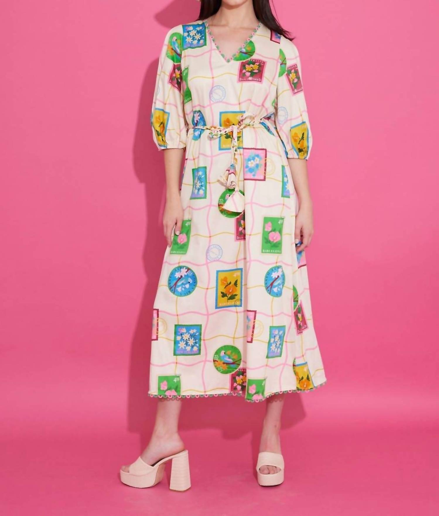 Alden Adair Lizzie Midi Dress in postcard - women's dress