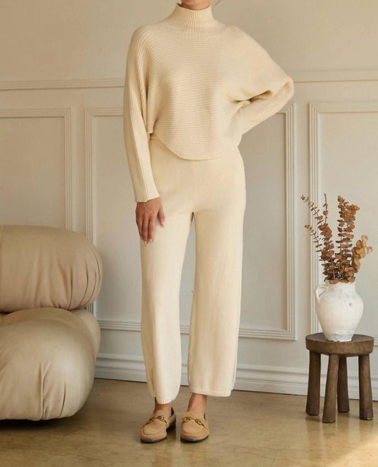 Skies Are Blue - Aubrey Asymmetrical Button Sleeve Ribbed Mock Neck Sweater