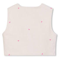 Billieblush Girls' All Over Embroidered Heart Vest in light beige - kids' tank top - detail view