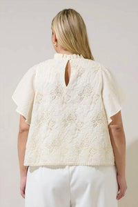 Sugarlips - Rosie Embroidered Flutter Sleeve Top - Plus