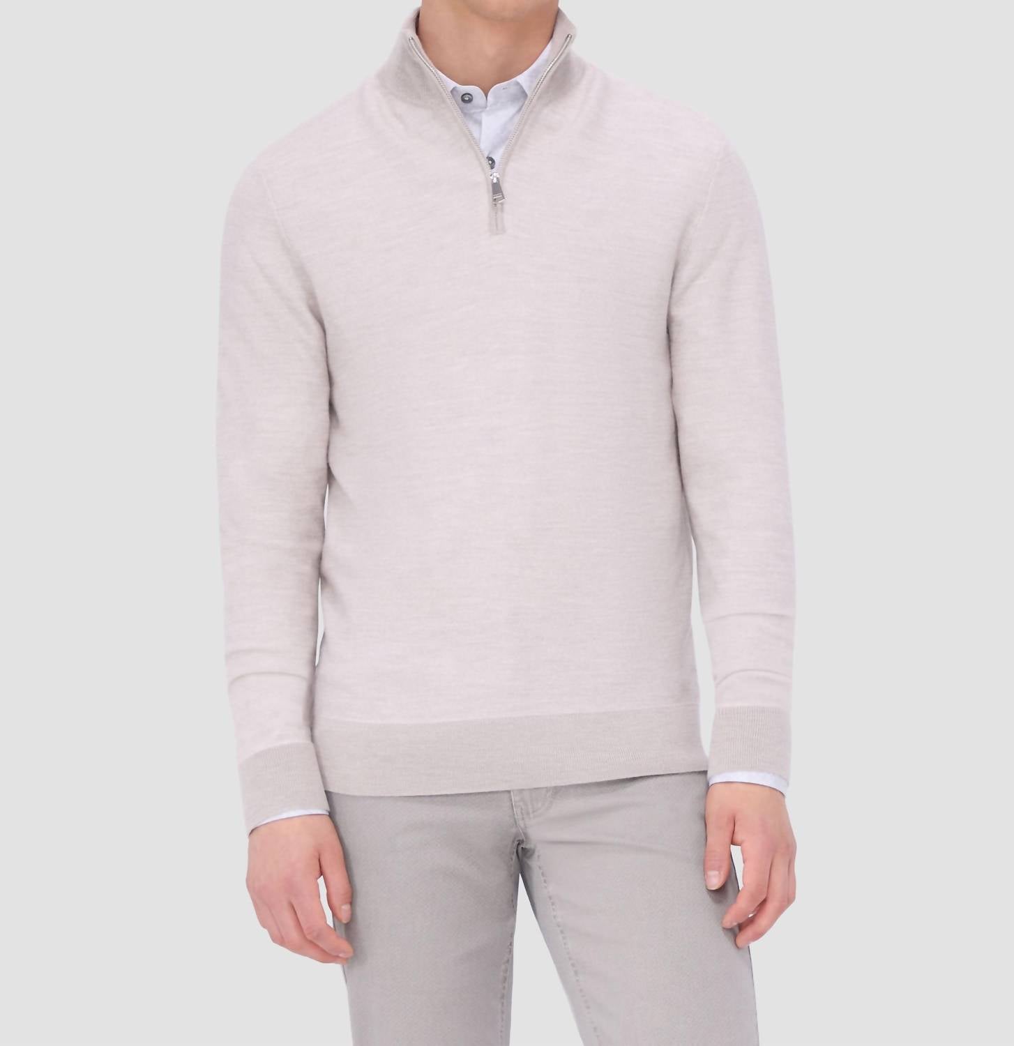 Bugatchi Uomo Men's Half Zip Sweater in willow - men's shirt