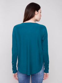 Charlie B - Round Hem Sweater With Front Pockets