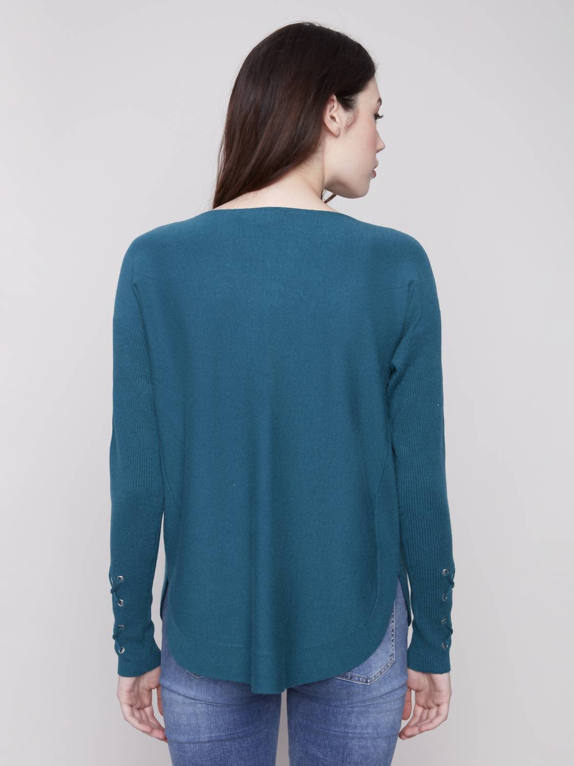 Charlie B - Round Hem Sweater With Front Pockets