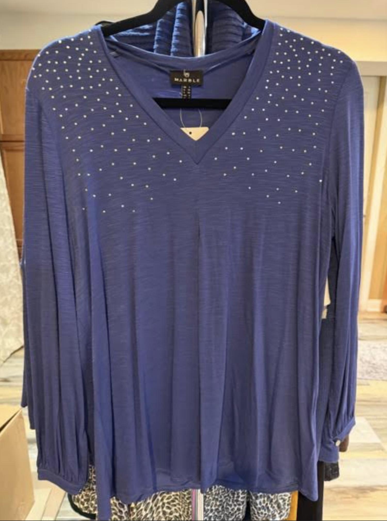 Marble - Women's Relaxed Fit V-neck Long Sleeve Top