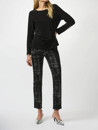 Joseph Ribkoff - Plaid Jacquard Slim Ankle Pants