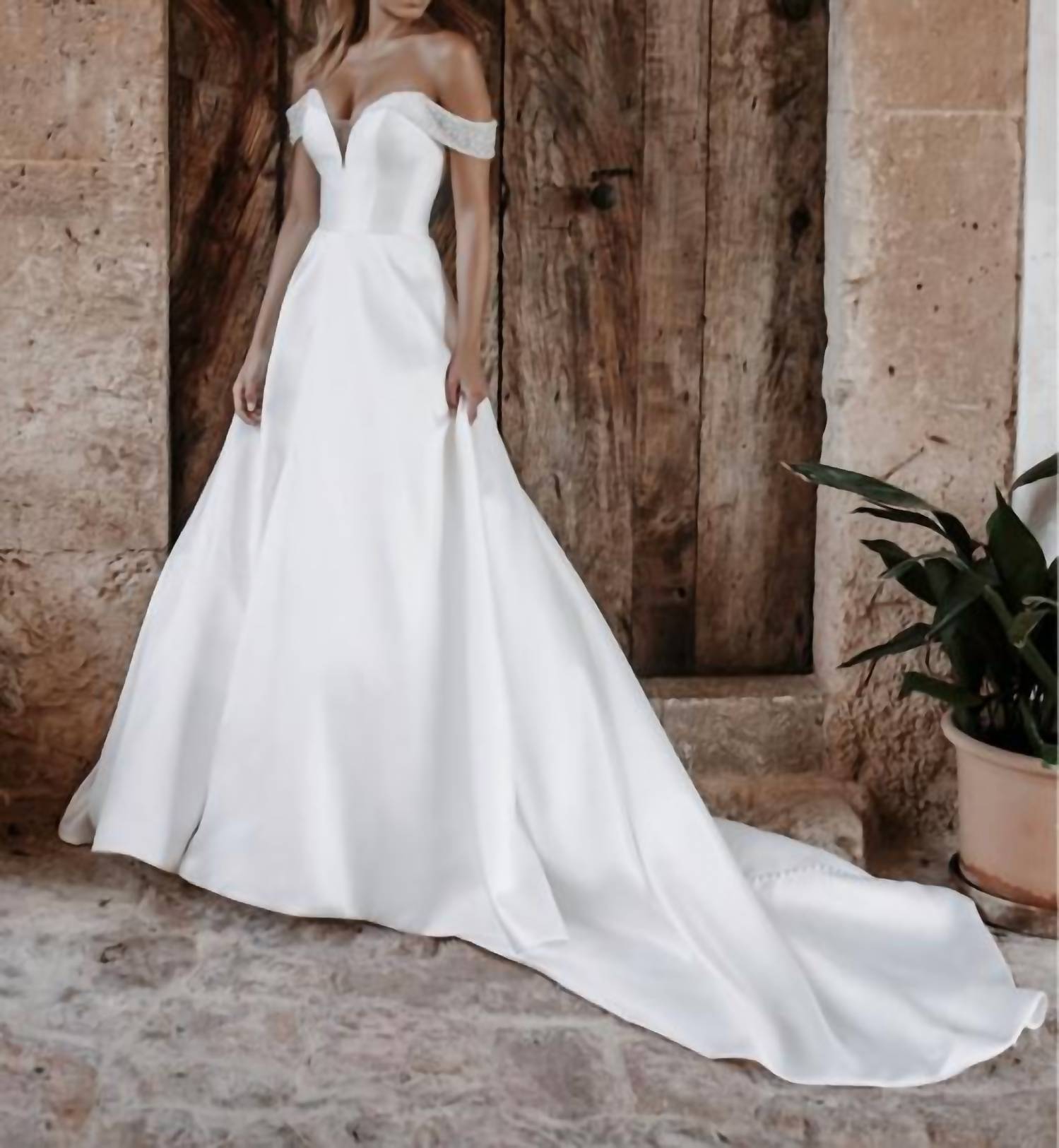 Abella - Off-the-shoulder Wedding Dress