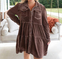 umgee Velvet Mini Dress - Plus in cappuccino - women's dress