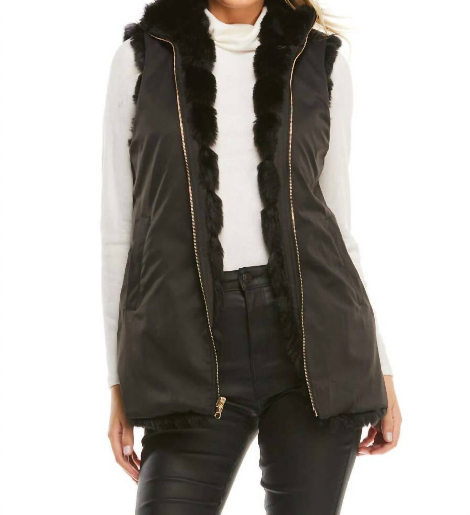 FABULOUS FURS Reversible Zip Vest in black mink - women's jacket