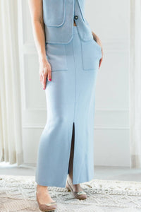 Allude - High Rise Front Slit Midi Skirt