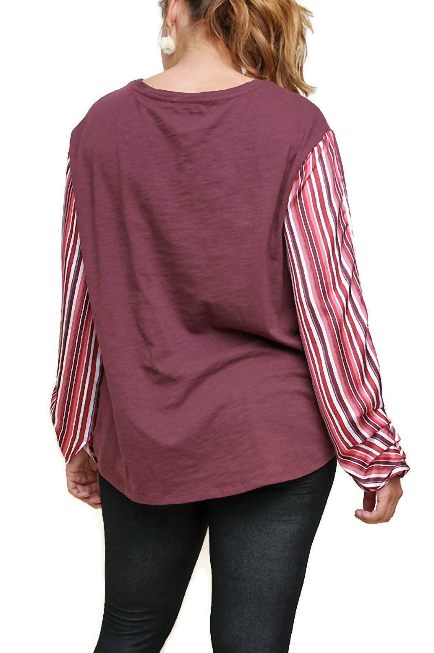 Umgee - Satin Striped Sleeve Top