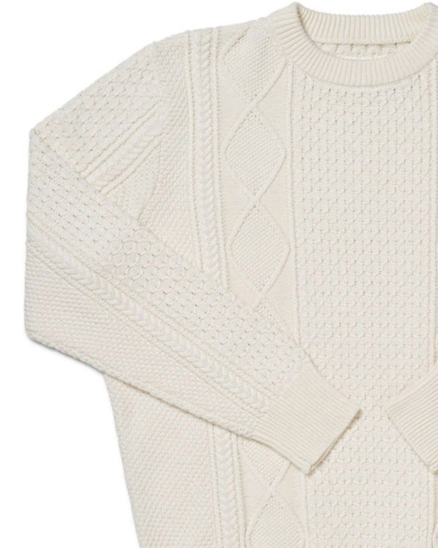 Long Wharf Supply Co. Men's Crowley Seawell Sweater in cream - men's sweater - detail view