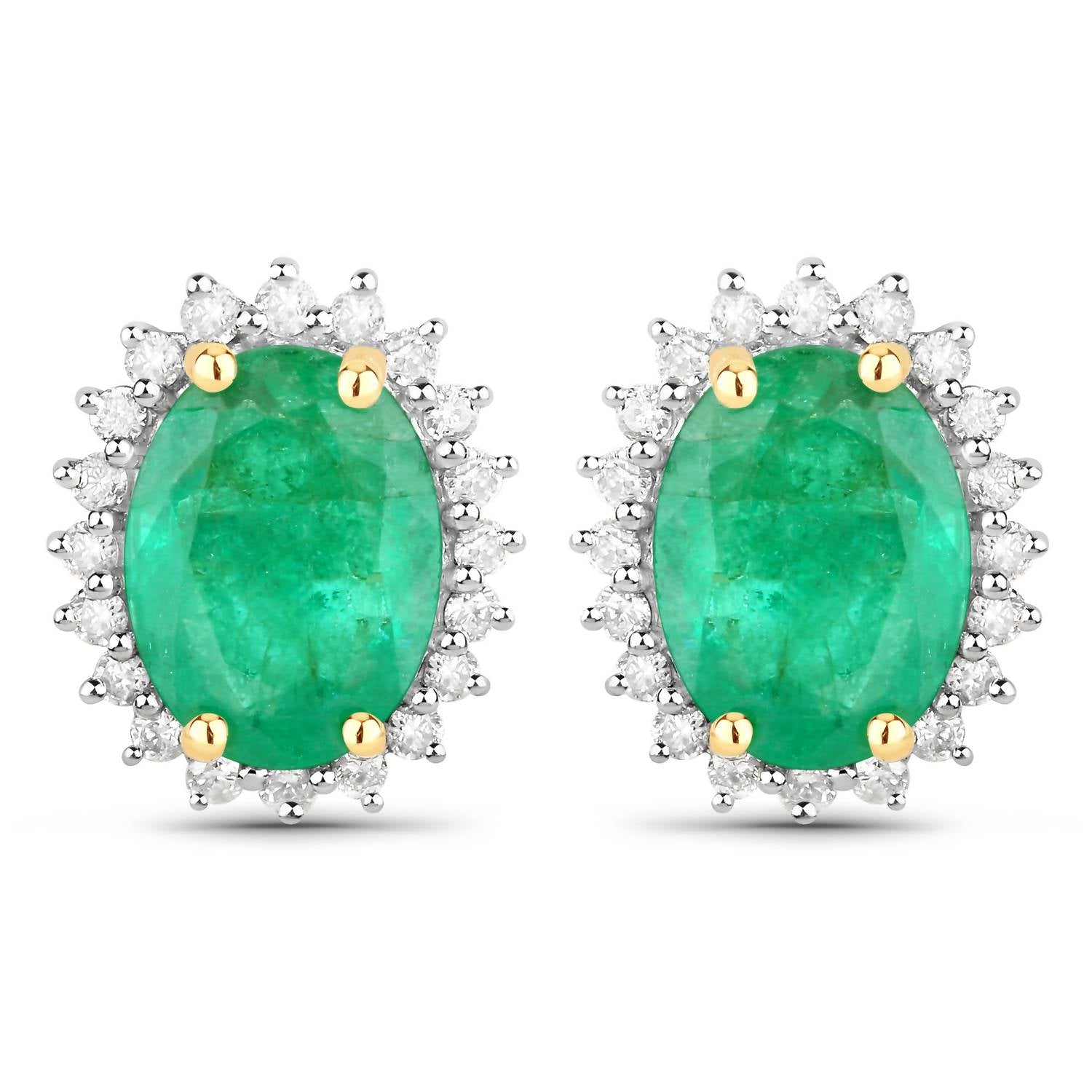 Diana M Jewels Women's Oval Natural Zambian Emerald Stud Earrings (2.66 Ct) - Signature in 14k yellow gold - women's jewelry