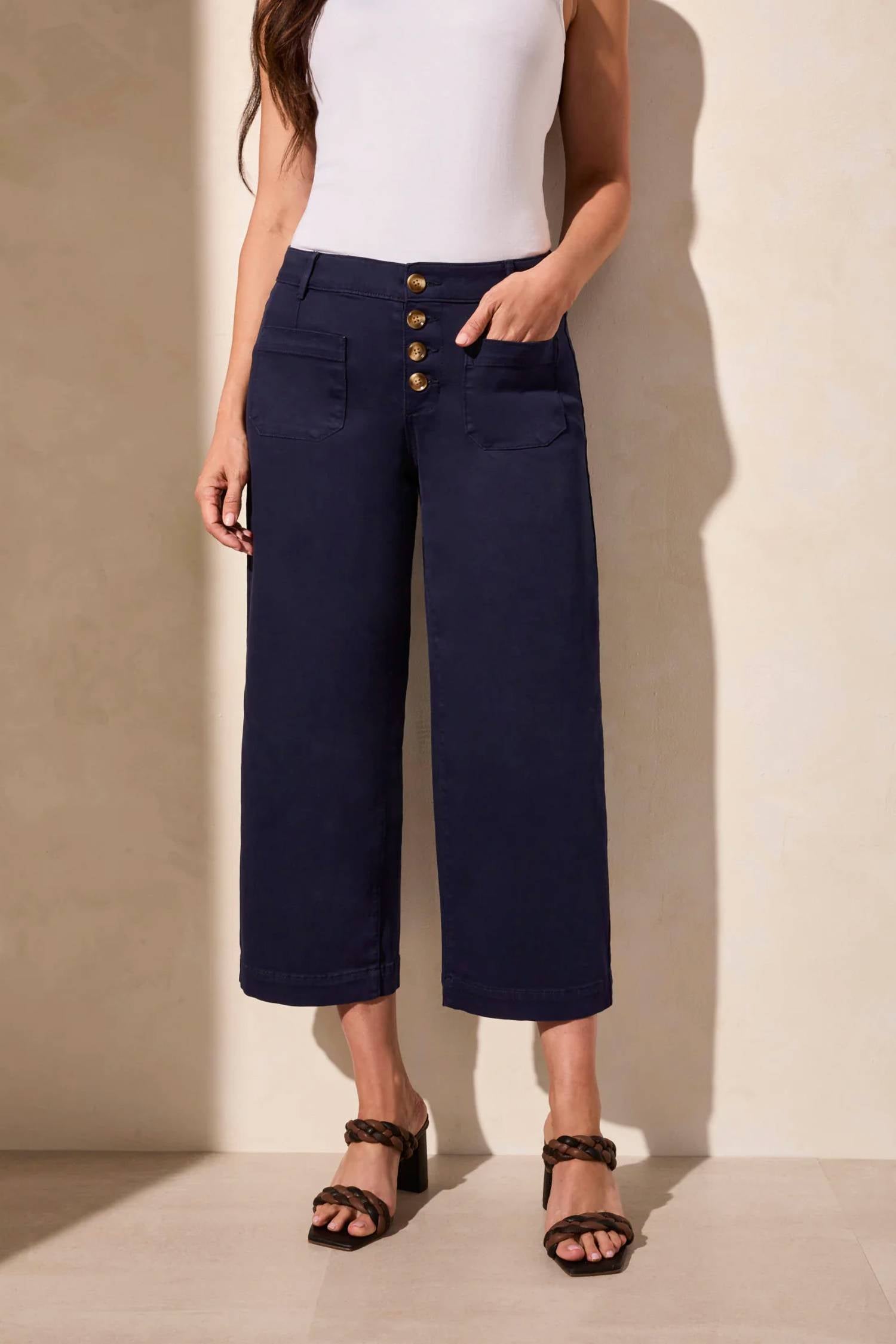 Tribal - Audrey Hugging Wide Crop Button Fly Pants