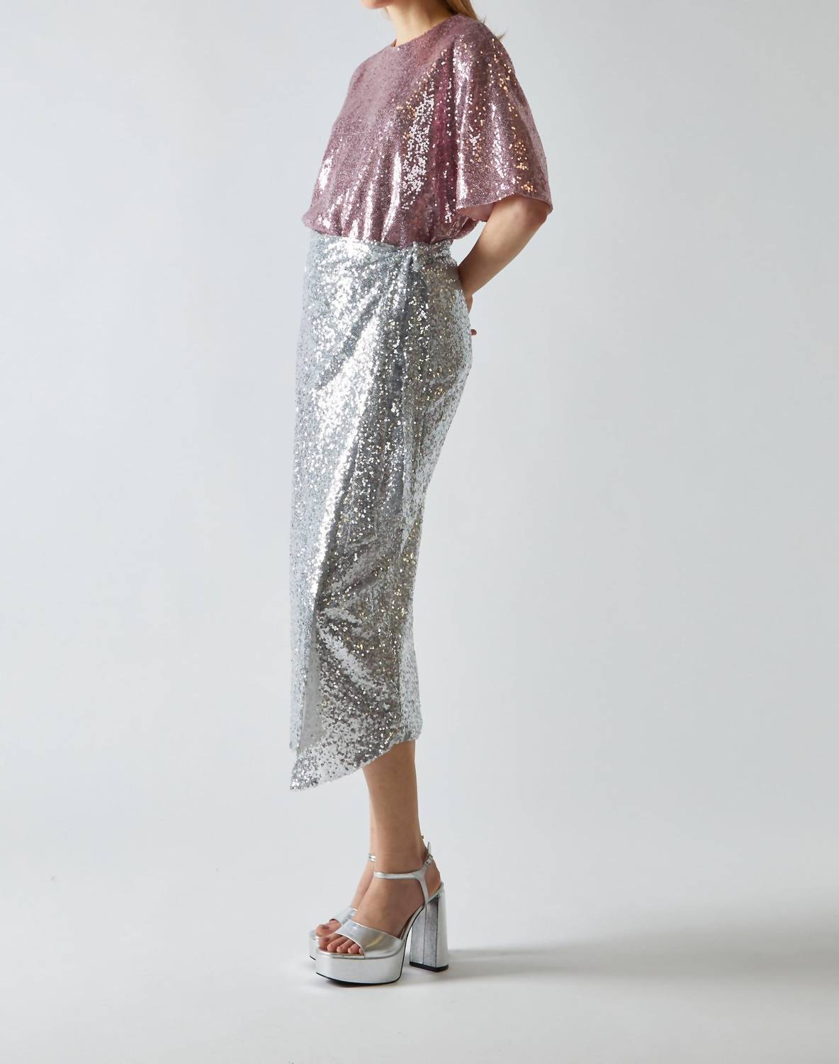 Glamorous - Sequin Wrap Midi Skirt